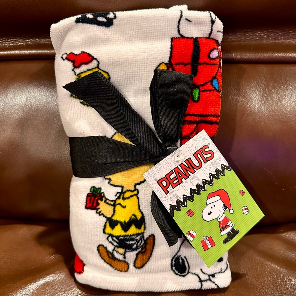 Peanuts Christmas Charlie Brown Snoopy Woodstock Set of 2 Hand Towels NEW!